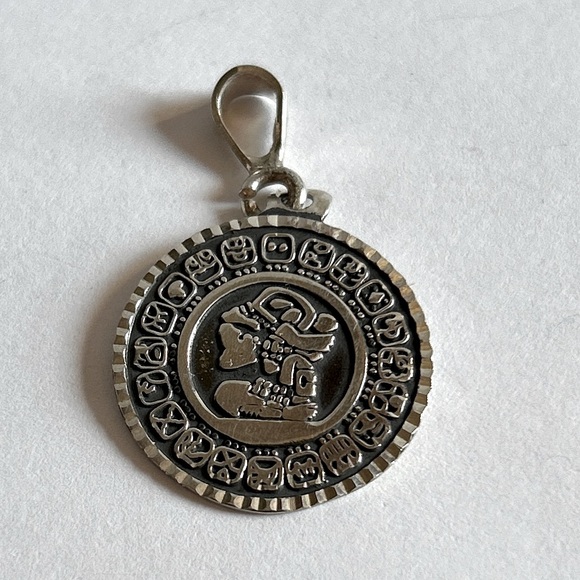 Heavy Vintage Pendant Mayan Aztec Silver 950 Mexico Taxco Signed - Picture 2 of 5